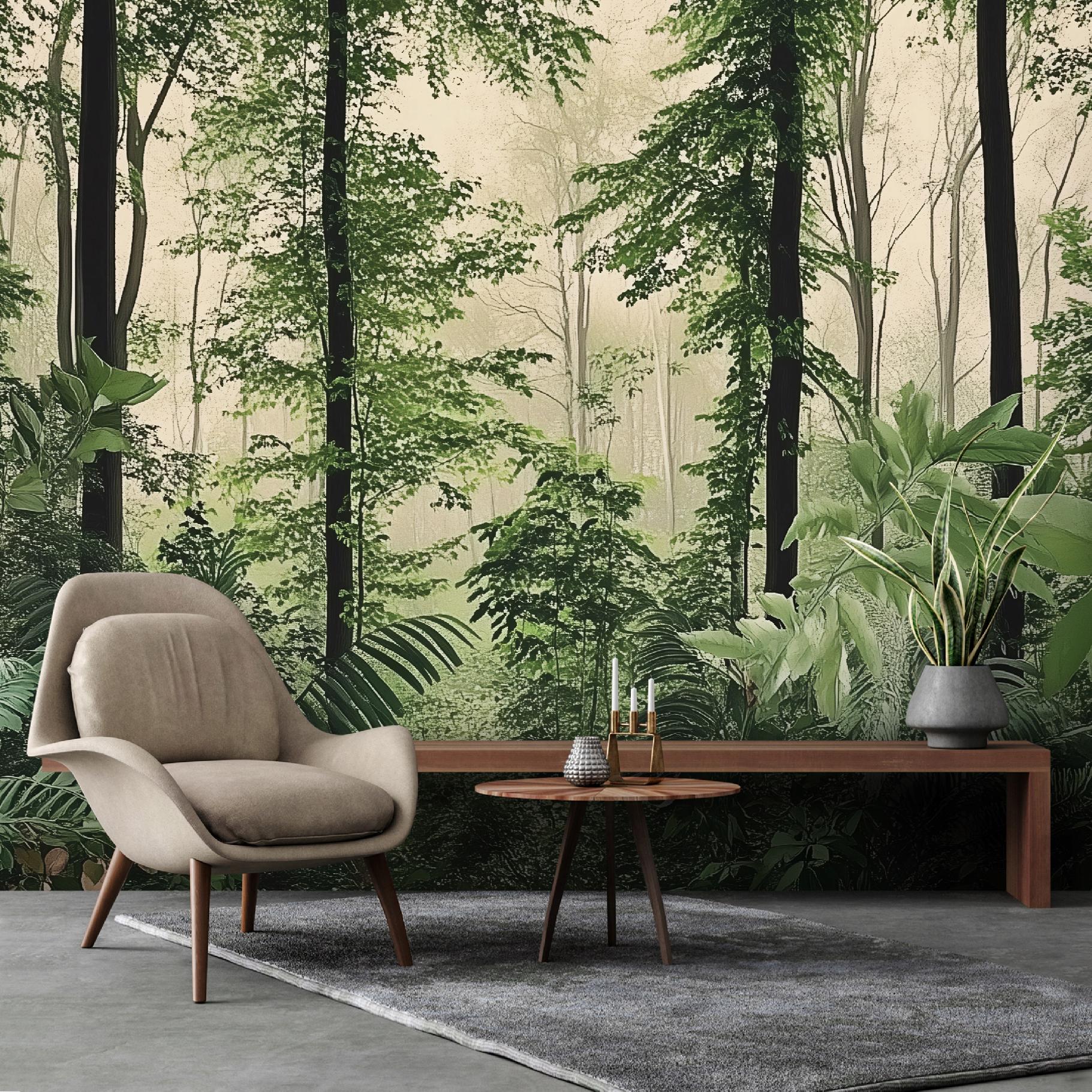 Wallarena Vlies Fototapete Wald Landchaft 400x280 Cm, Tapeten, Für Wohn Und Schlafzimmer, Vliestapete Wandtapete Tapete 3d Effekt- Inkl. Kleister - Dschungel