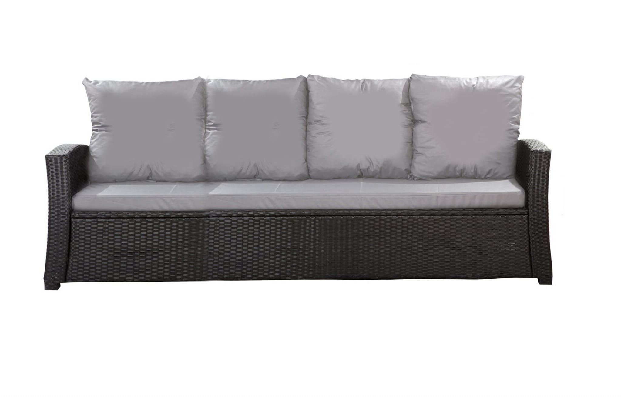Setgarden - Coussins De Canapé De Jardin En Résine Tressée 168x50x7+356x50cm Set De Coussins 3 Places Lot De Coussins De Jardin Coussins D'Extérieur Gris
