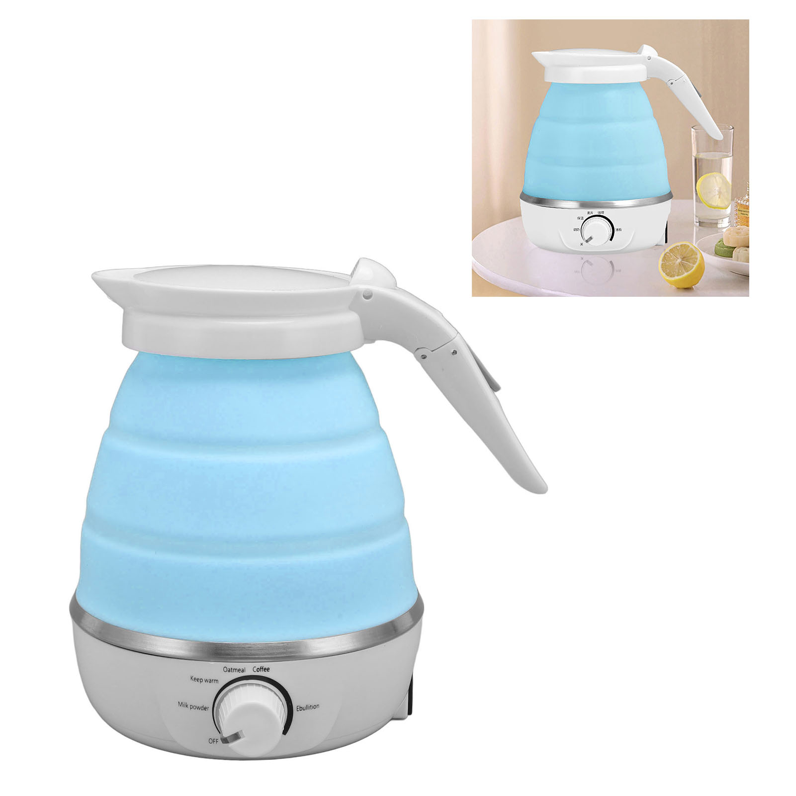 [bollitore Elettrico] [modello Portatile Da 600 Ml] [ripiegabile Rapidamente Con Taglio Automatico] [silicone Alimentare E Acciaio Inossidabile 304]