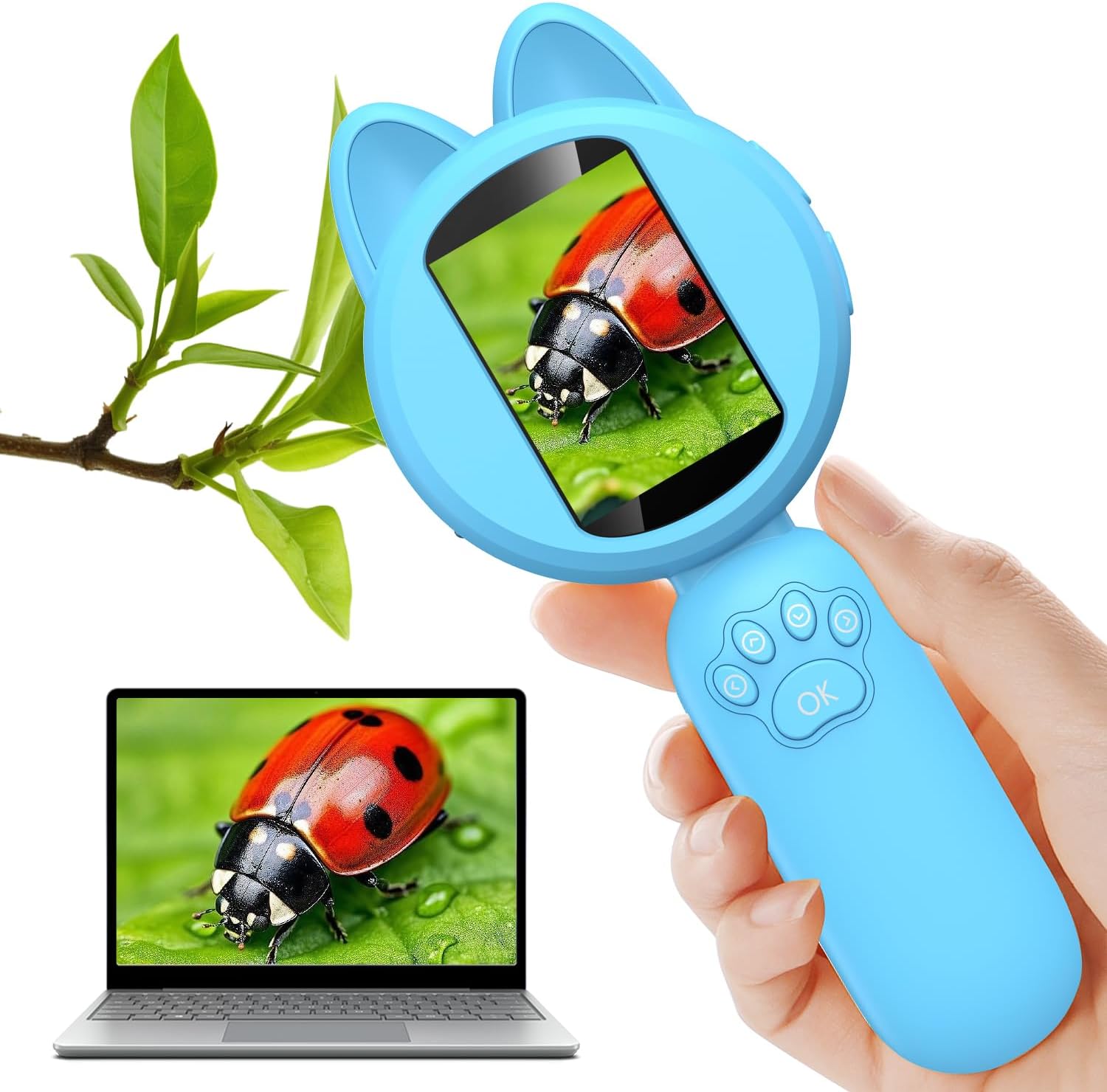 Microscope portable grossissant 100x avec écran LCD, 8 LED, angle de vision 20°, alimentation 3,7 V