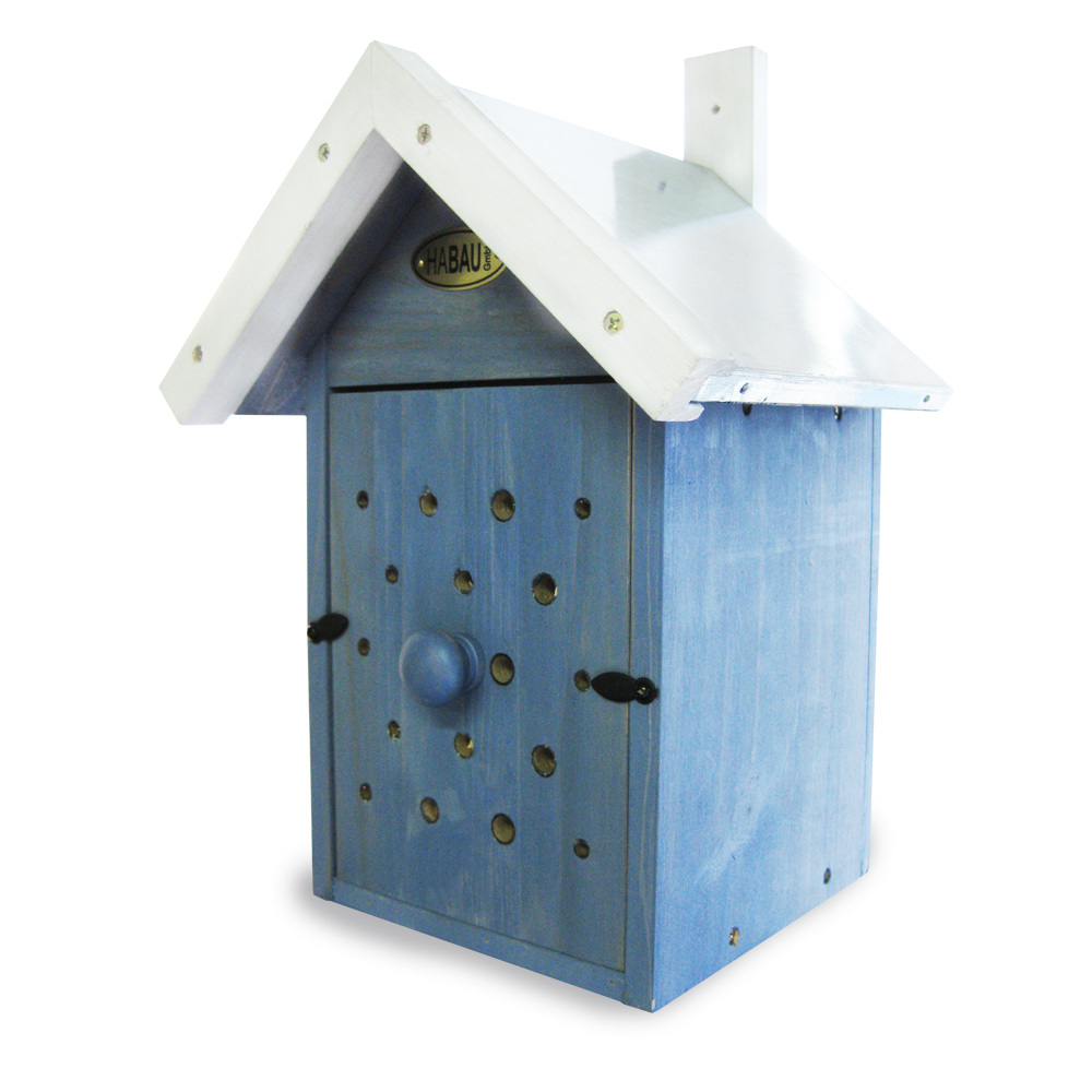 Habau Bienenbeobachtungskasten / Insektenhotel, Blau, Mit Metalldach, 21,5 X 20,5 X 37,5 Cm 4043595030164