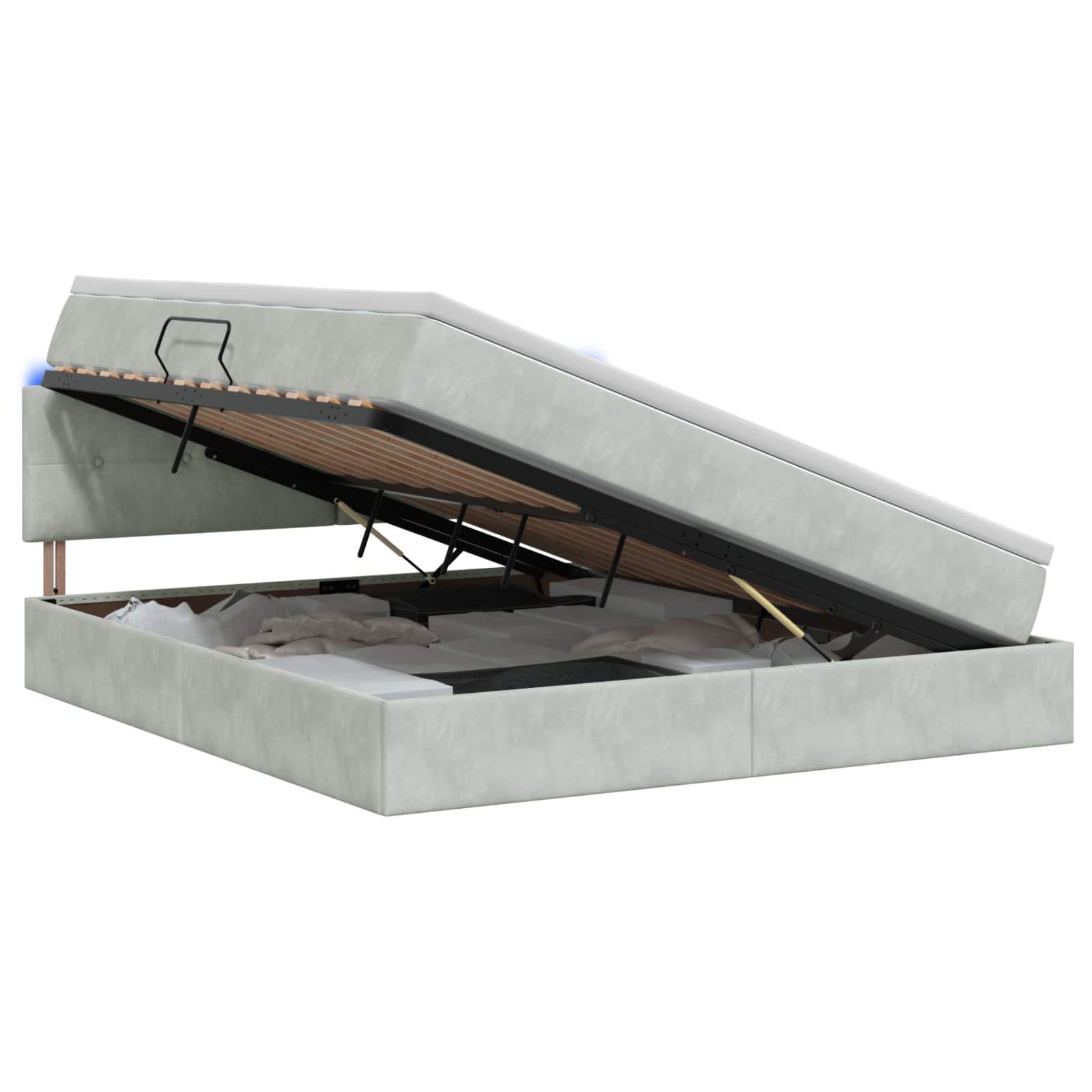 Vidaxl Hellgrau Led-Speicherbett Mit Matratze 160 X 200 Cm Samt