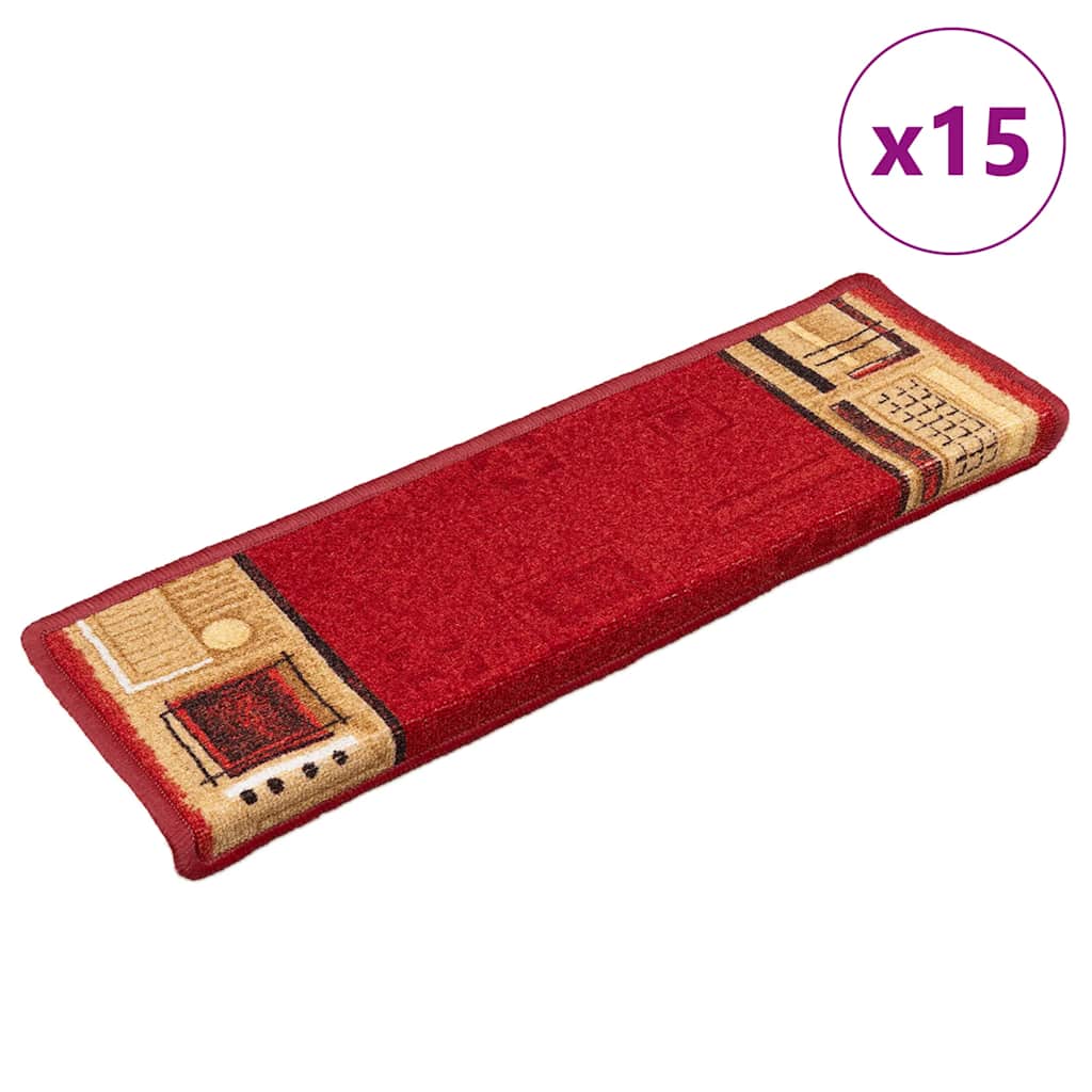 Tapis d'escalier en polyamide tufté, antidérapant et insonorisant, lot de 15