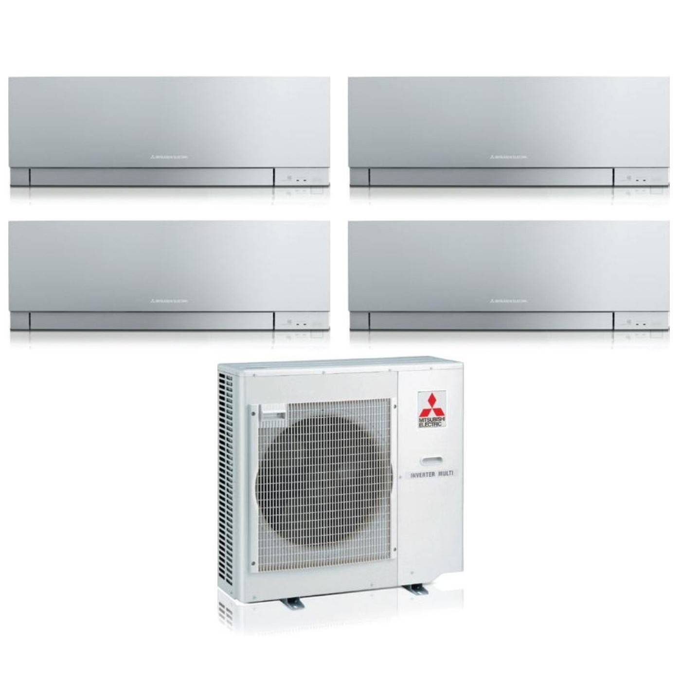 Climatizzatore Condizionatore Mitsubishi Electric Quadri Split Inverter Serie Kirigamine Zen Silver Msz-ef 7+9+9+9 Con Mxz-4f80vf R-32 Wi-fi Integrato Colore Argento 7000+9000+9000+9000