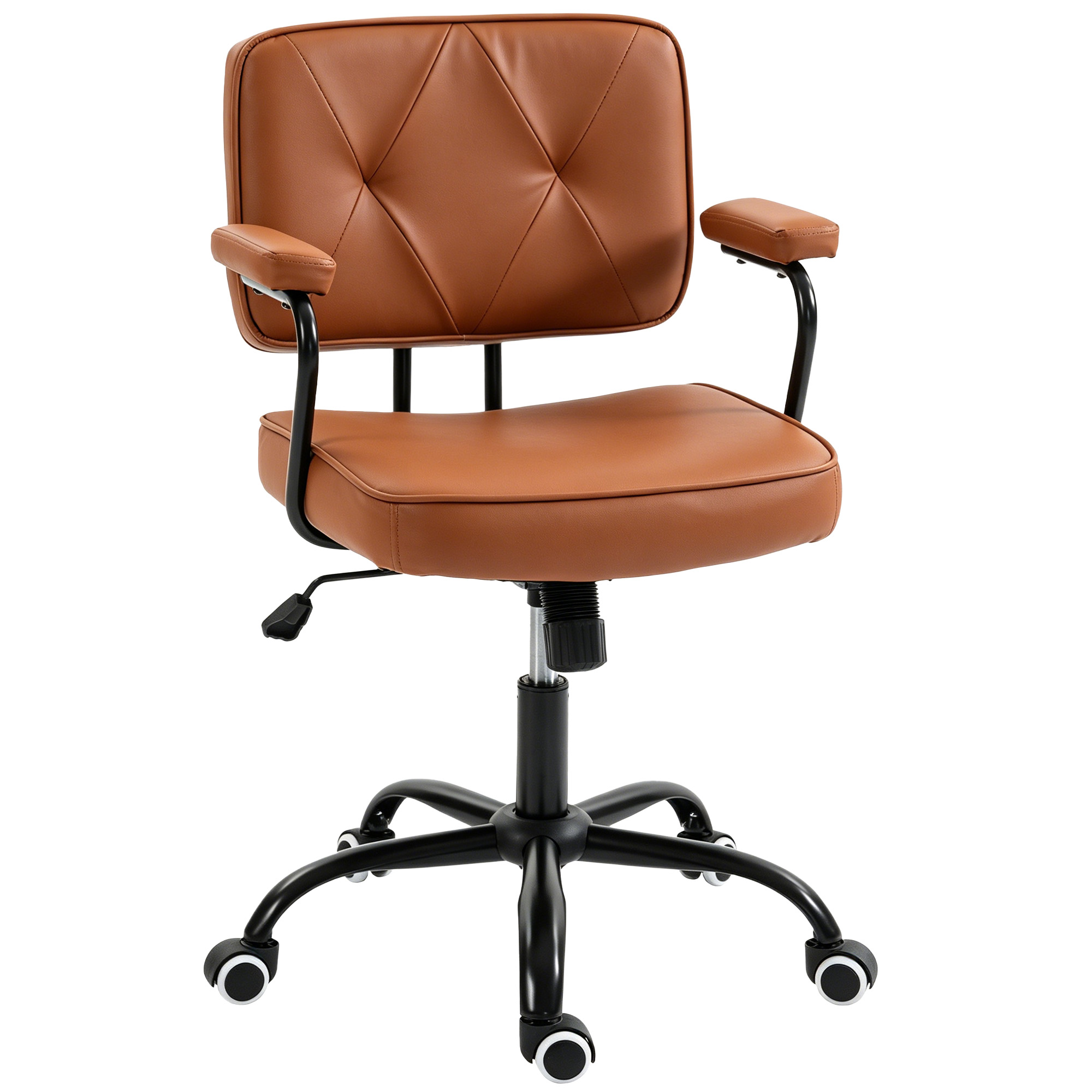 Vinsetto - Bürostuhl Mit Rollen Drehstuhl Schreibtischstuhl Für Büro Höhenverstellbar Mit Wippfunktion 360°-drehung Neigbar Schaumstoff Braun 61 X 58 X 82-91 Cm