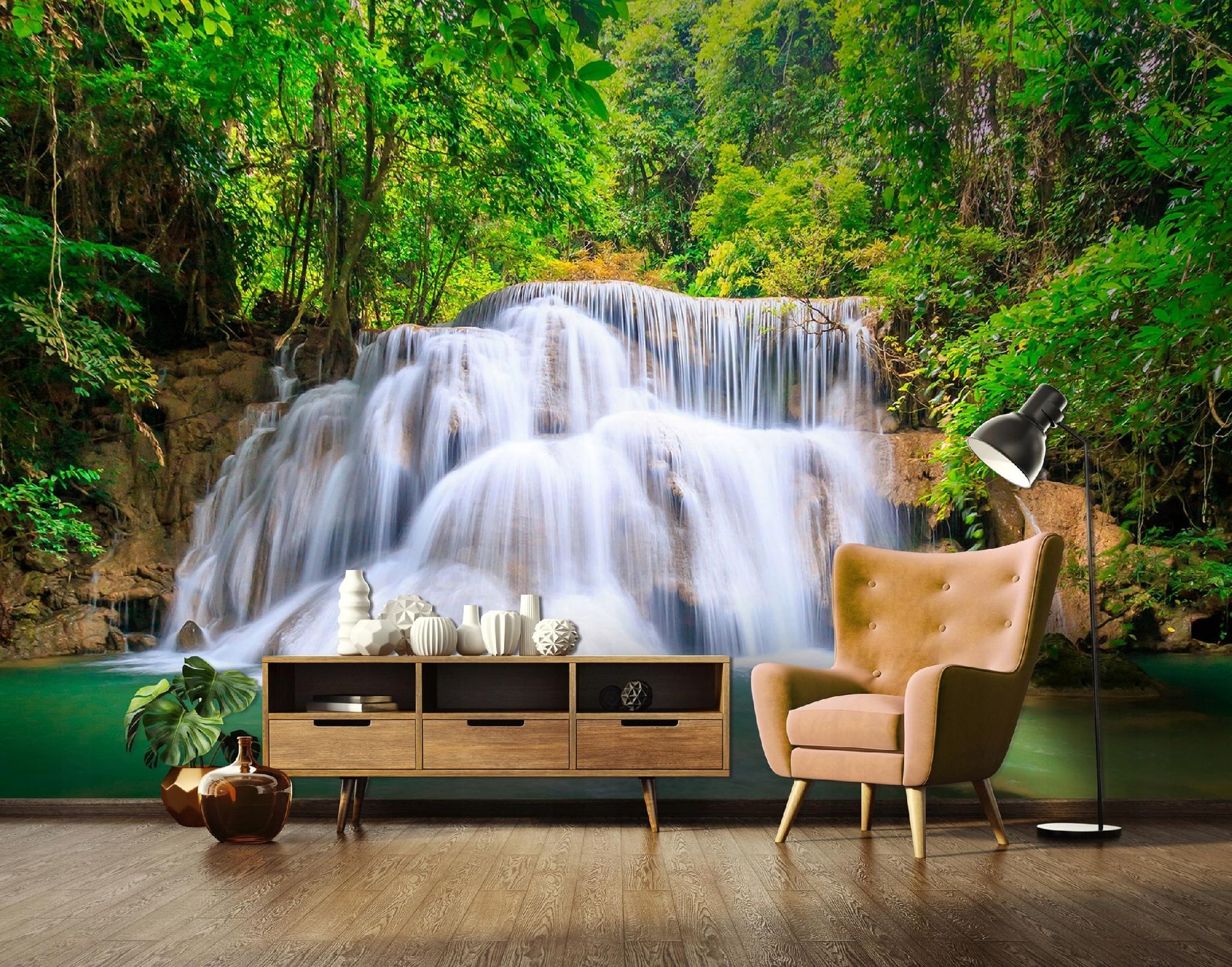 Wallarena Vlies Fototapete Wasserfall 300x210 Cm, Tapeten, Für Wohn Und Schlafzimmer, Vliestapete Wandtapete Tapete 3d Effekt- Inkl. Kleister - Wald Tropisch