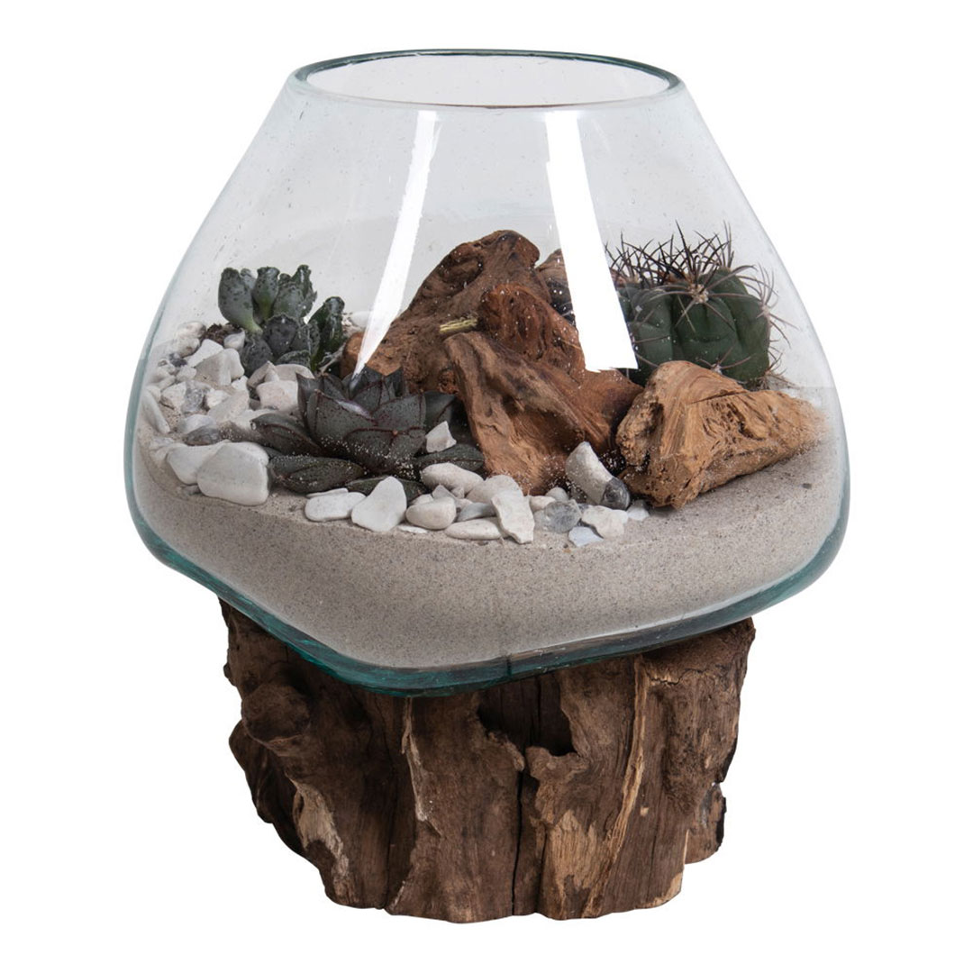 House Nordic Wassertropfen-Skulptur Von Glas/Naturholz, H:20 Cm - Bild 4