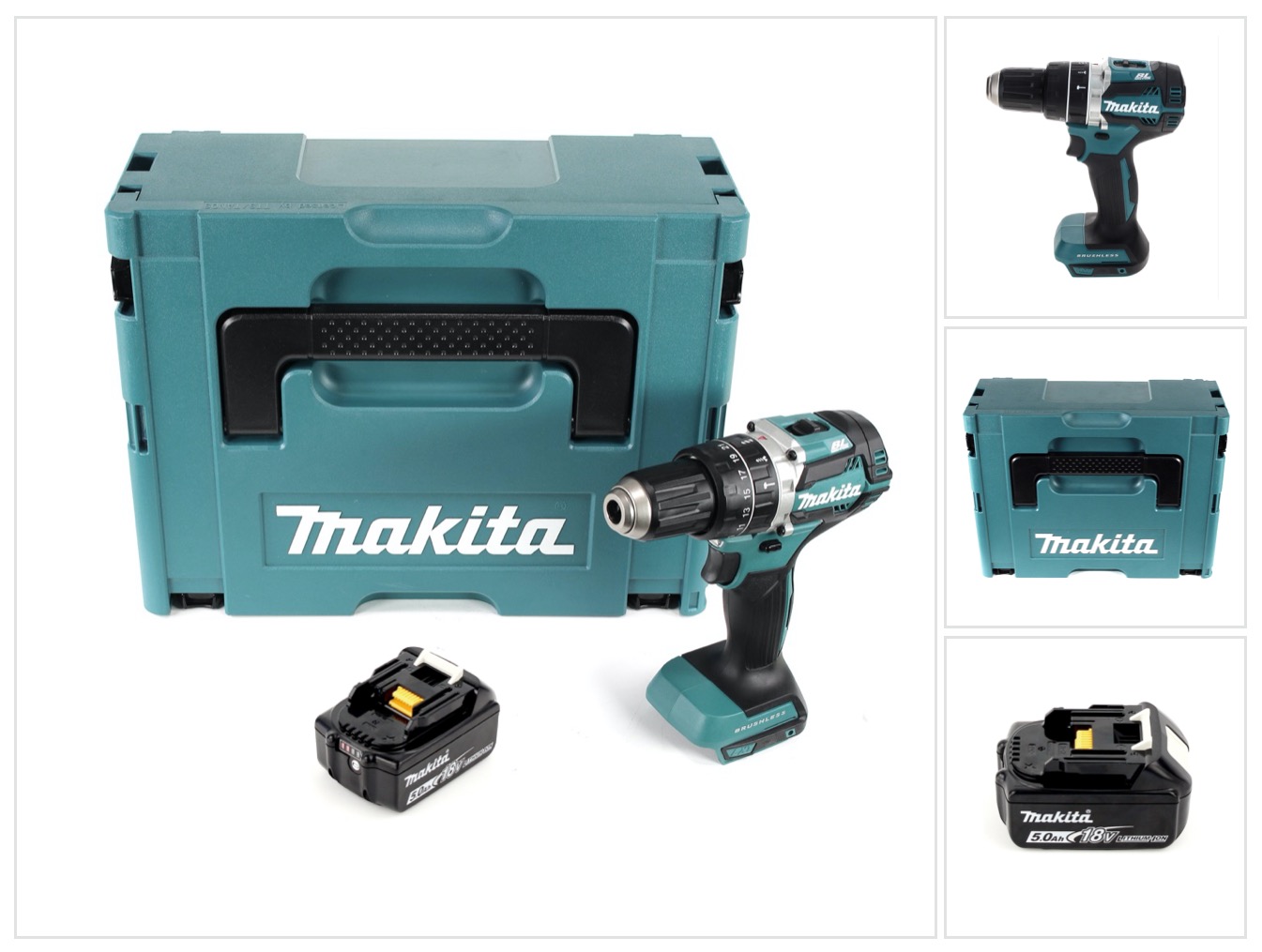 Makita Dhp 484 T1j Akku Schlagbohrschrauber 18 V 54 Nm Brushless + 1x Akku 5, 0 Ah + Makpac - Ohne Ladegerät