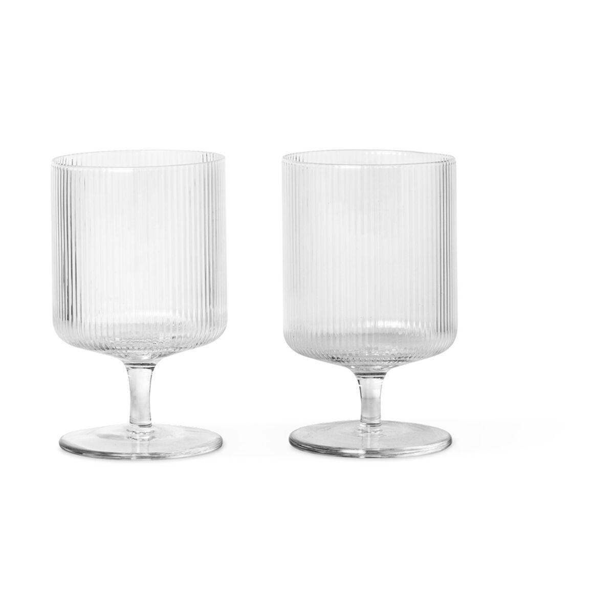 ferm LIVING Weinglas Ripple, klar, 270 ml, Glas, 2er-Set