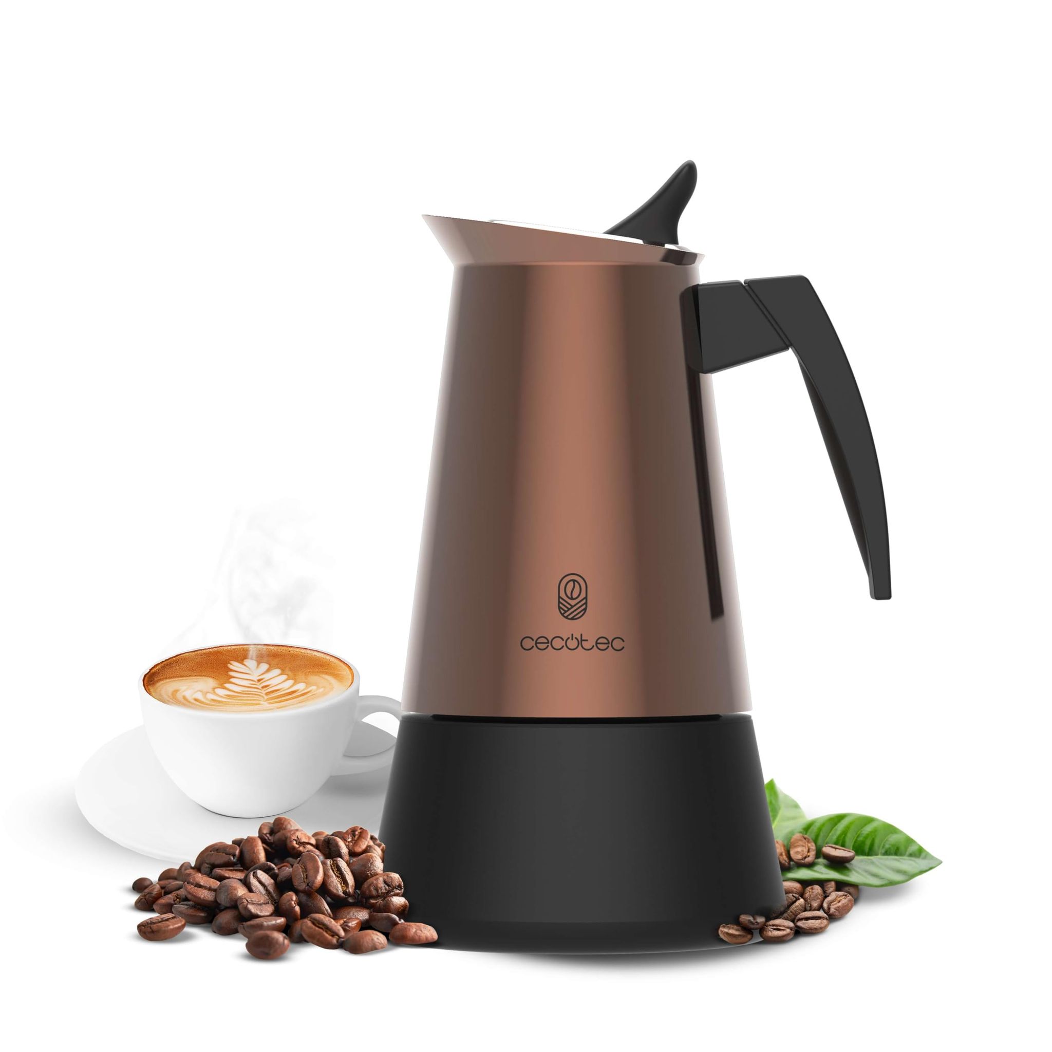 Cecotec Cafetera Italiana Piccolina 900 Red. 450ml, 10 Tazas de Café, Acero Inoxidable, Apta Todas Superficies, Filtro Premium