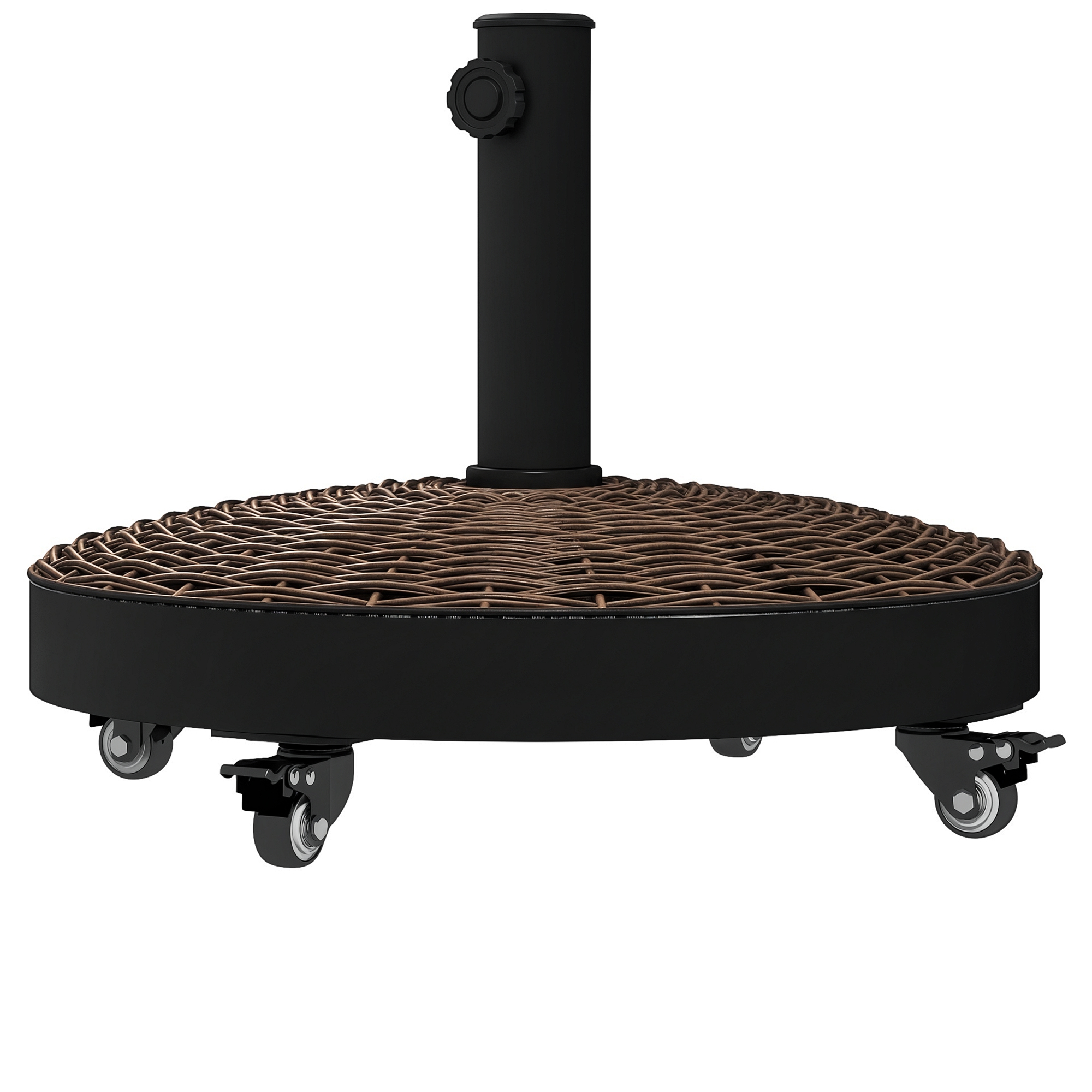 Pied De Parasol 4 Roues Avec Freins Ø52x41 Cm Acier Résine Base Mobile
