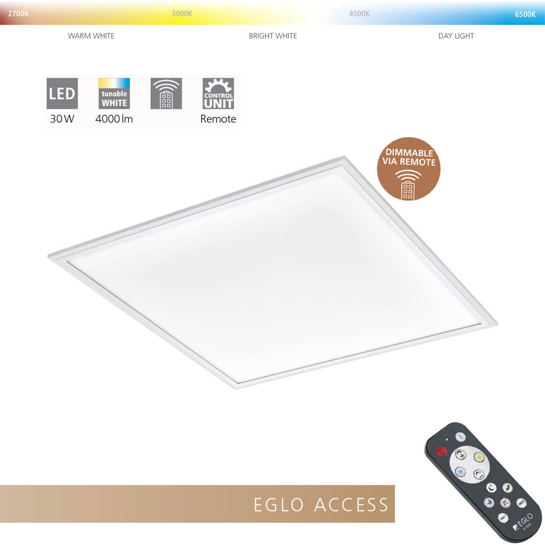 EGLO SALO-A PANEL 600X600 4000LM 2700-6500K WEISS MIT FERNBEDIENUNG - Bild 3
