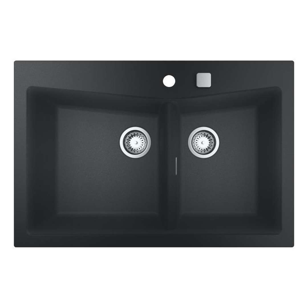 GROHE Kompositspüle K700 31657 2 Becken 838x559mm Einbau links granit schwarz, 31657AP0 31657AP0