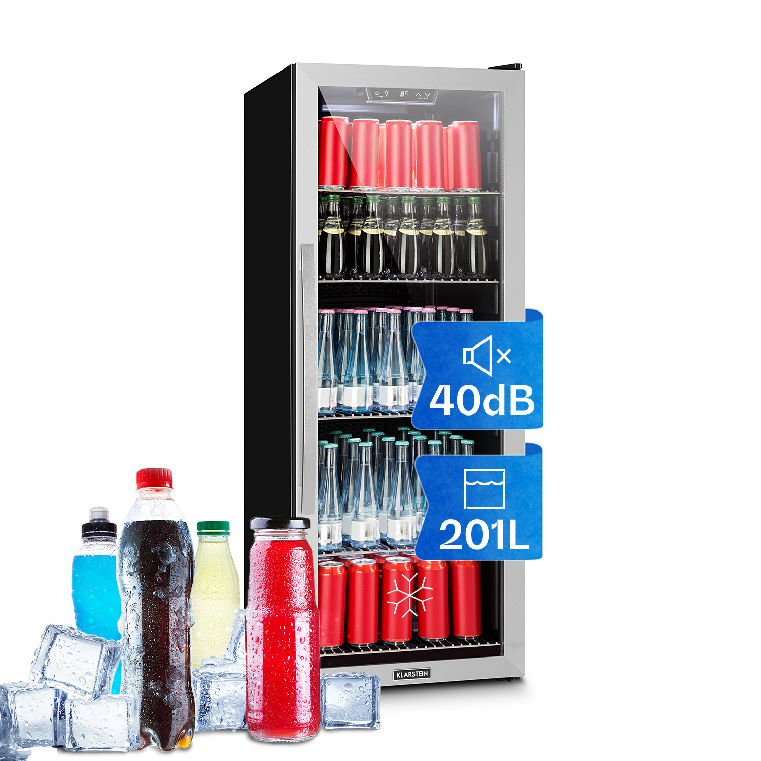 Klarstein Beer Fridge, Glass Mini Fridge For Bedrooms, Food, & Drinks, Small Fridge Wine Cooler, Glass Door Drinks Fridge, 171l Table Top Fridge W/