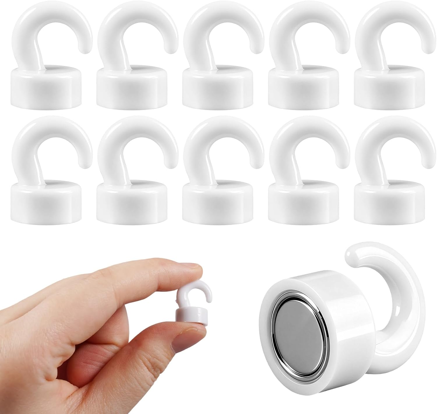 10 Pezzi Di Ganci Magnetici Potenti, Ganci Magnetici Bianchi Da 12x18 Mm, Ganci Magnetici, Magneti Potenti, Ganci Magnetici, Per Casa, Scuola, Ufficio, Frigorifero, Microonde