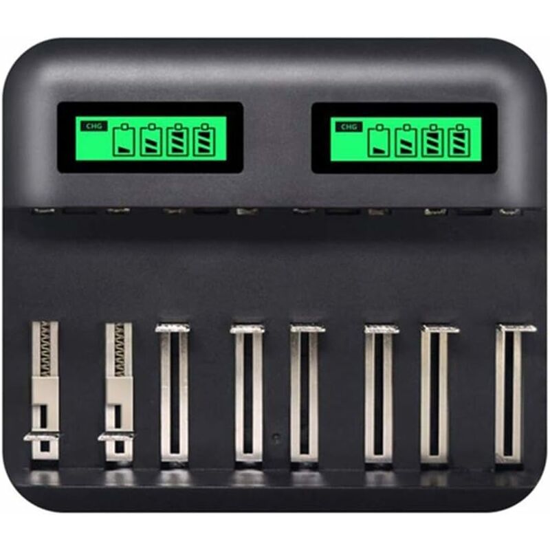 Caricabatterie Rapido, Caricabatterie Intelligente Con Schermo Lcd Retroilluminato Trasparente Per Batterie Ricaricabili Aa/aaa DPZO