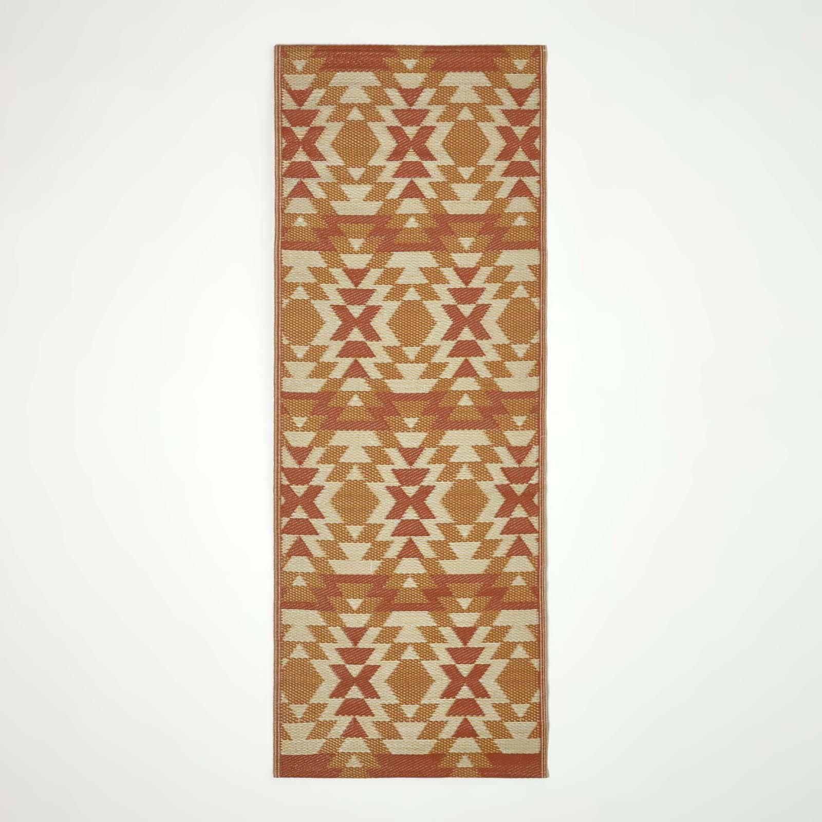 Homescapes - Outdoor Teppich-läufer Anya 75 X 200 Cm - Ethno-muster, Rot-orange