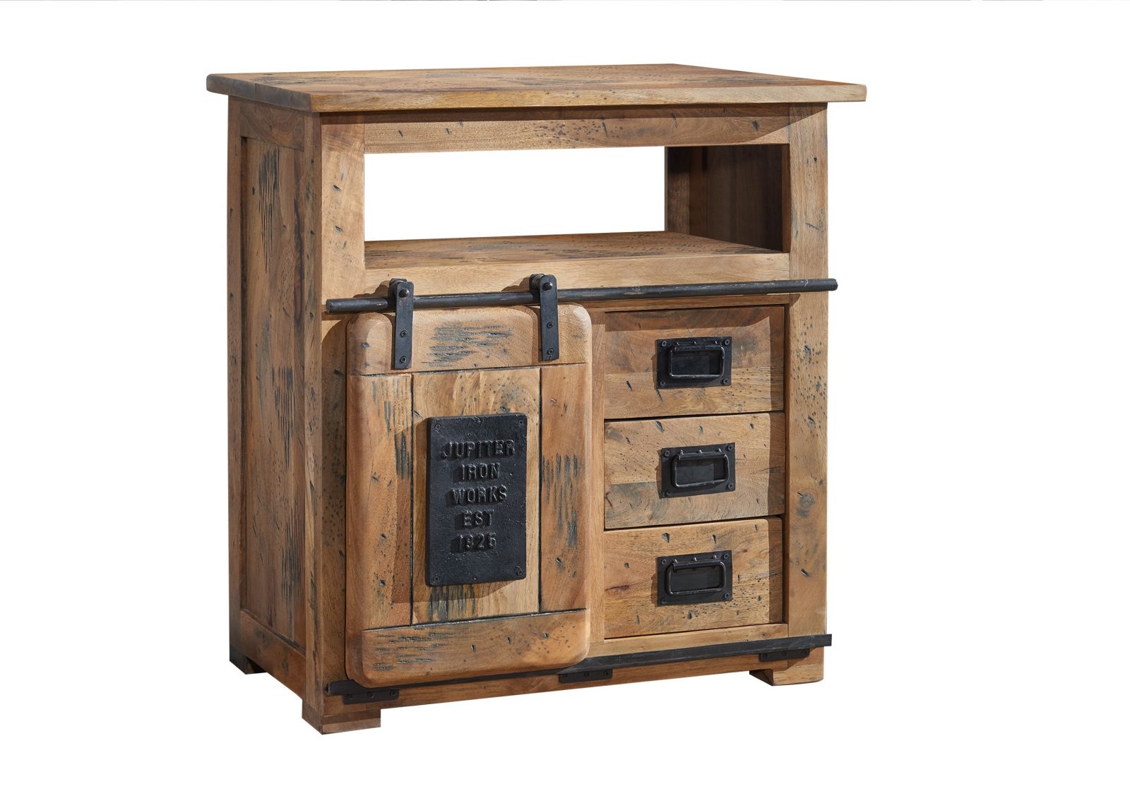 Massivmoebel24 - Buffet 80x45 Manguier Laqué Bois Naturel Railway 110