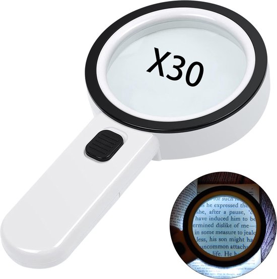 Loupe à main éclairée 30x, 12 LED, pour lecture, soudure et bijoux