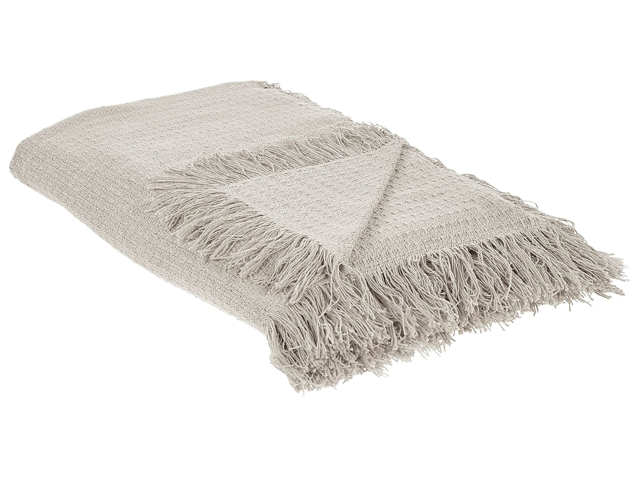 Beliani - Bedspread Decorative Throw Blanket Bedding With Tassels Cotton 220 X 240 Cm Grey Yerbent