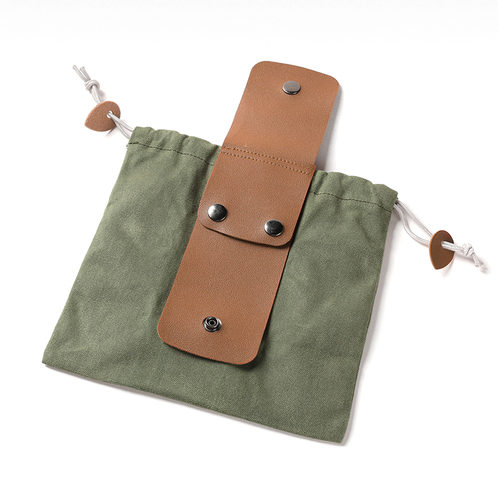 Sac de ceinture pliable en cuir et toile imperméable, vert olive, cueillette et randonnée
