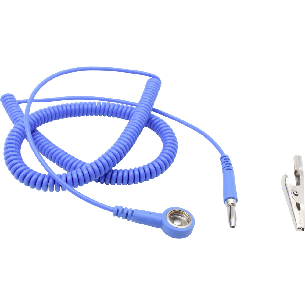 Quadrios - Esd-Erdungskabel 3.60 M Druckknopf 10 Mm, Stecker, Krokodilklemme
