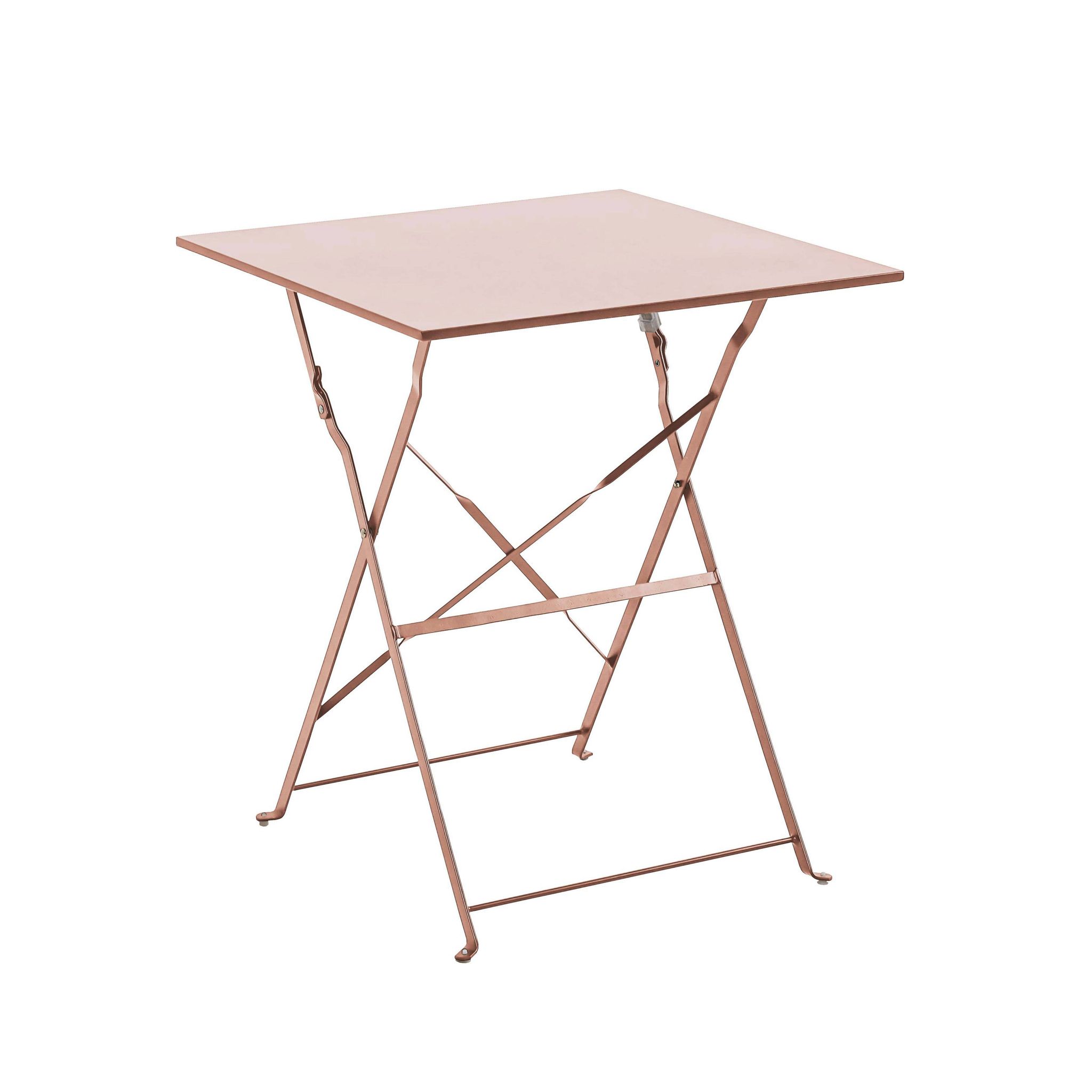 Table De Jardin Pliante Bistrot En Acier 60 Cm Rose Poudré