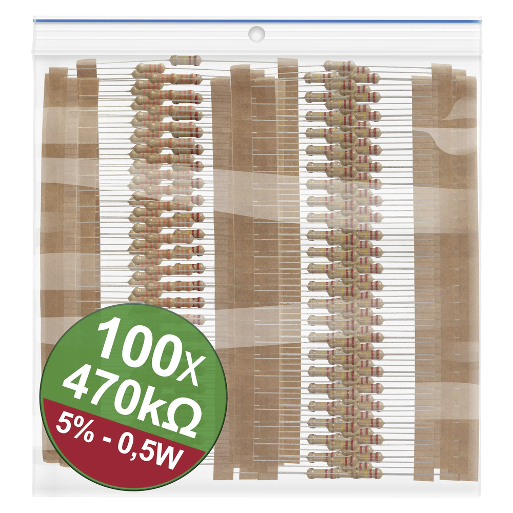Quadrios Braun 22P125 22P125 Kohleschicht-Widerstand Sortiment 470 Kω Axial Bedrahtet 0.5 W 5 % 1 Set