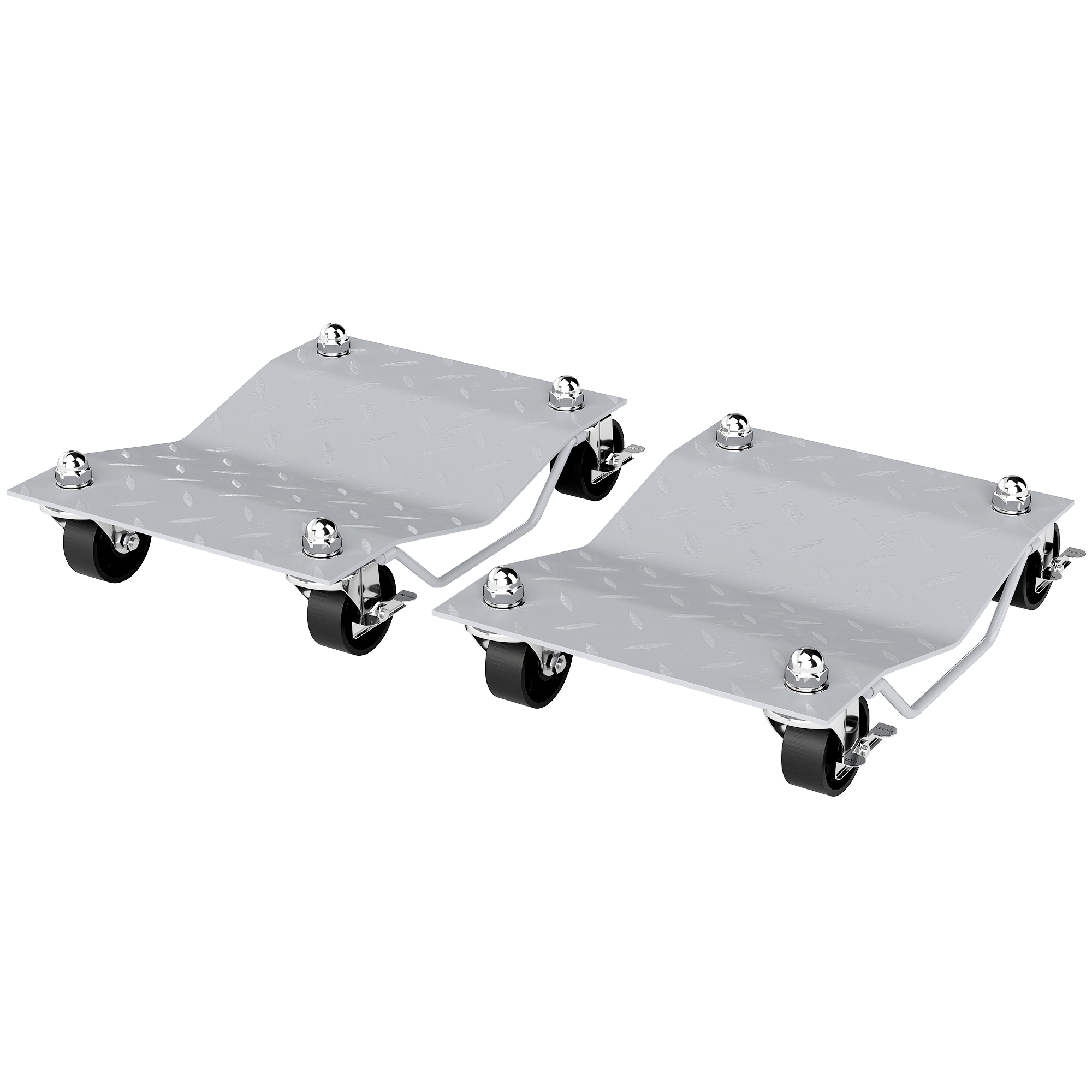 Chariot de déplacement pour voiture en métal à roues pivotantes verrouillables, plaque large 40,5 x 30 cm, pieds antidérapants, lot de 2