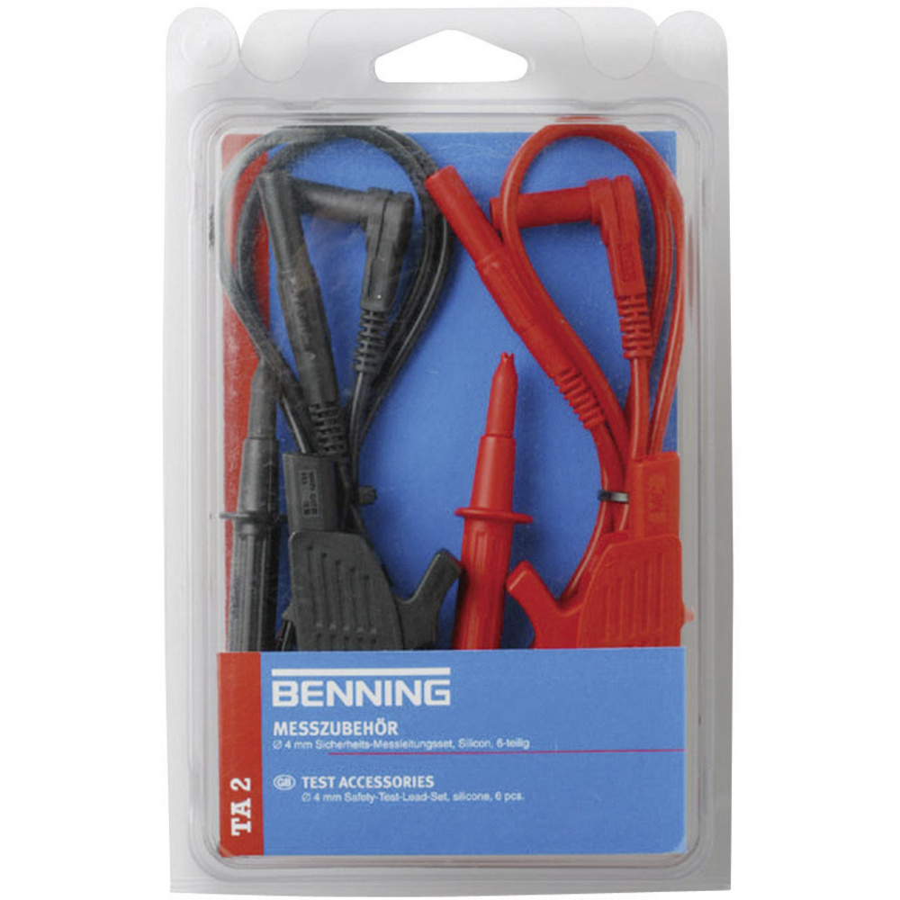 Benning Rot - Ta 2 Sicherheits-Messleitungs-Set Lamellenstecker 4 Mm Lamellenstecker 4 Mm 1.00 M Schw