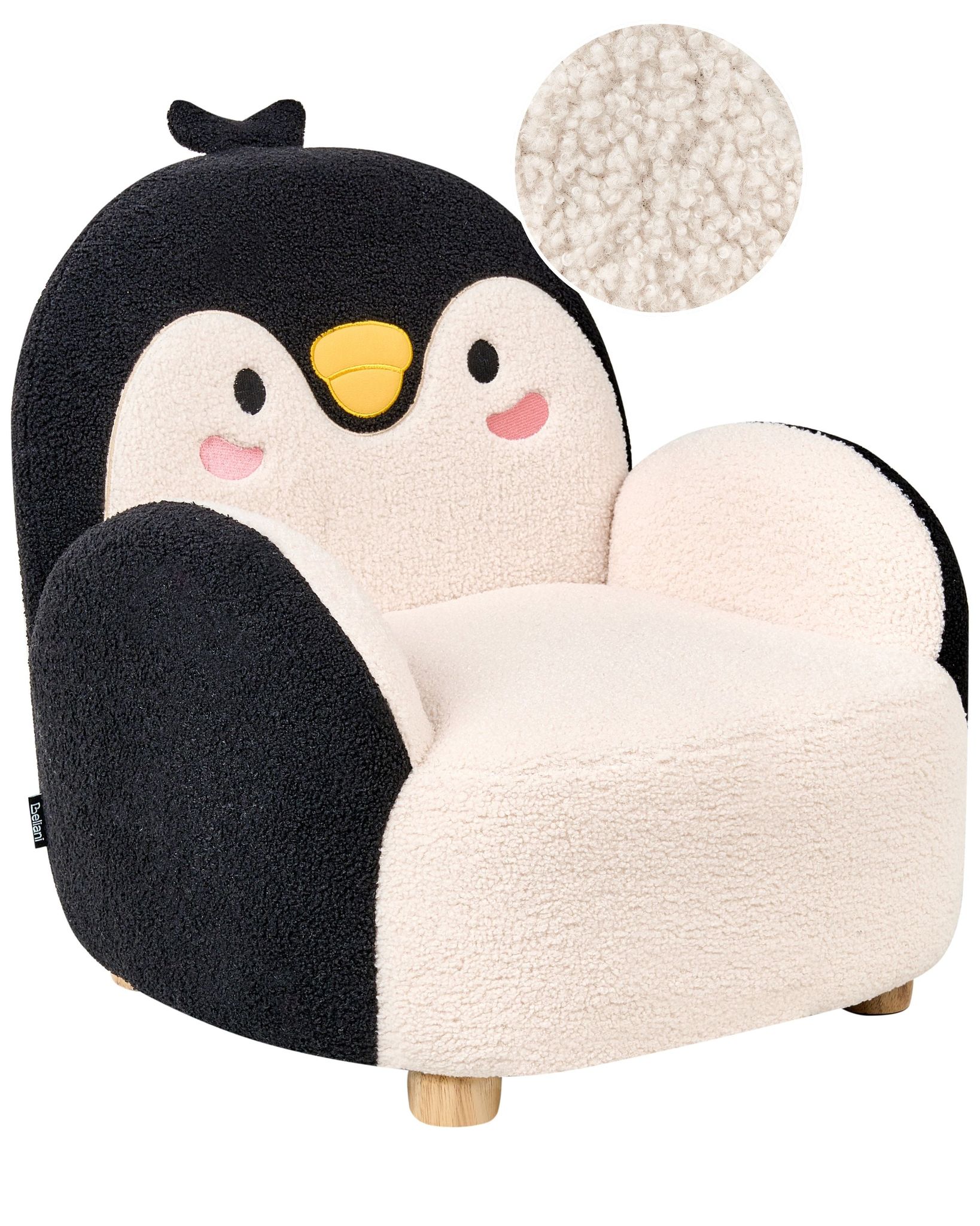 Beliani - Kids Armchair Penguin Upholstered Chair For Children Black Fyn