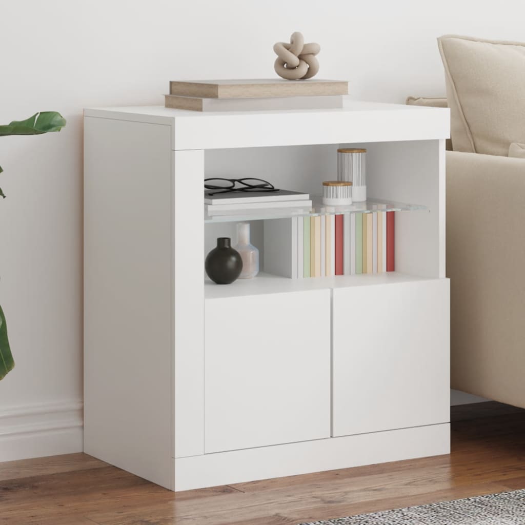 Buffet Avec Lumières Led Blanc 60,5x37x67 Cm Vidaxl