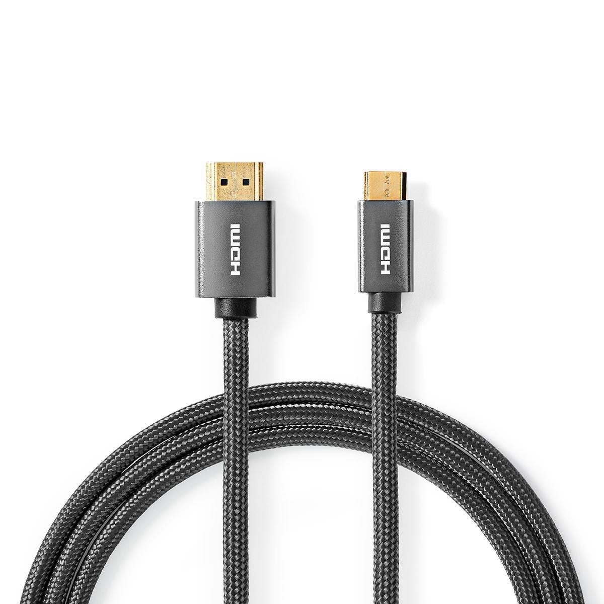 Nedis High Speed??HDMI T Kabel mit Ethernet HDMIT Stecker HDMIT Mini Stecker 4K@60Hz 18 Gbps 2.00 m (2 m), Videokabel, Grau - Bild 3