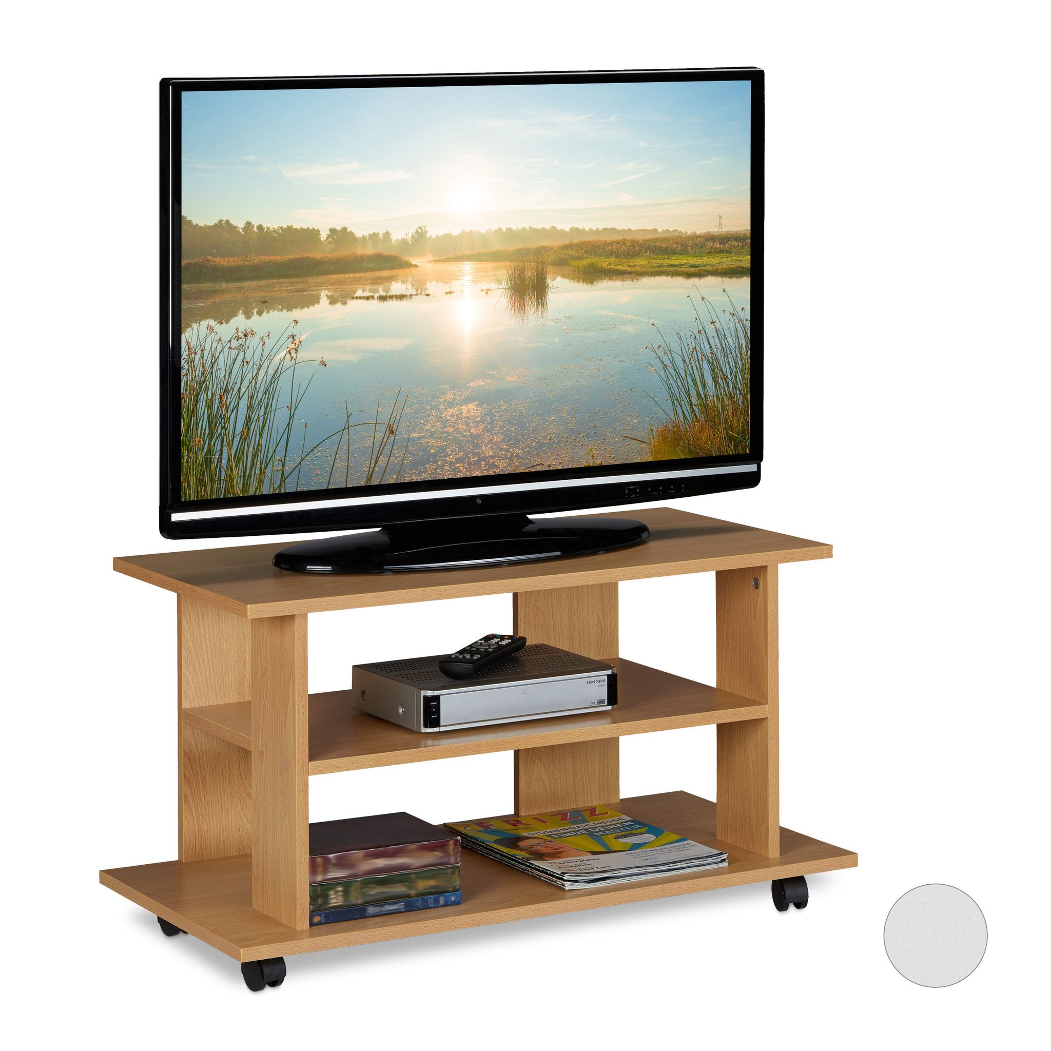 Relaxdays - Meuble Tv Sur Roulettes