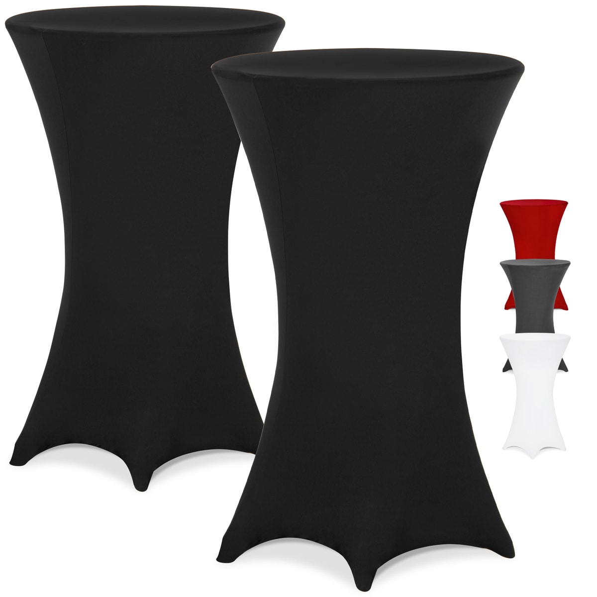 Stehtisch Husse 2er Set Ø60-65/70-75/80-85cm Farbwahl Stretch Stehtischhusse Überzug 2er Set Schwarz, 70ø - Detex