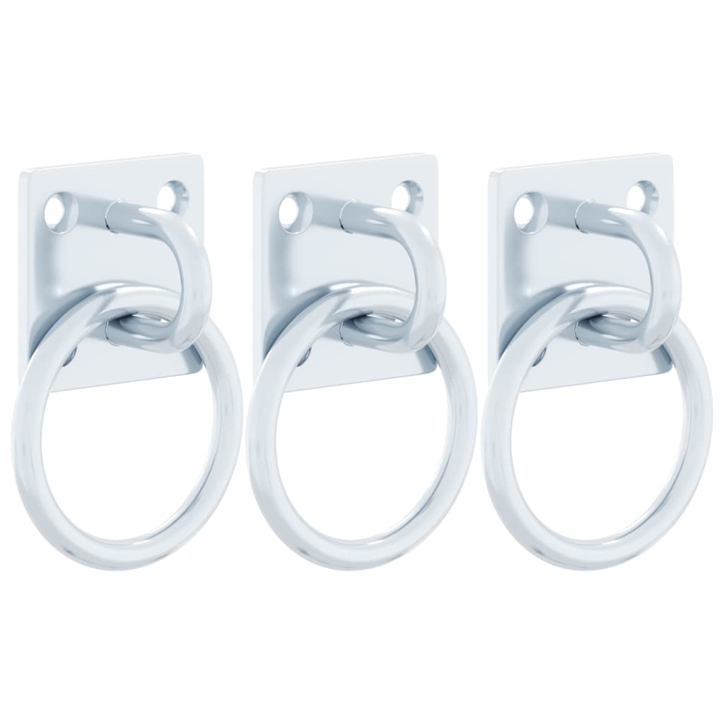 Hitching Rings With Plates 3 Pcs Silver Steel Vidaxl