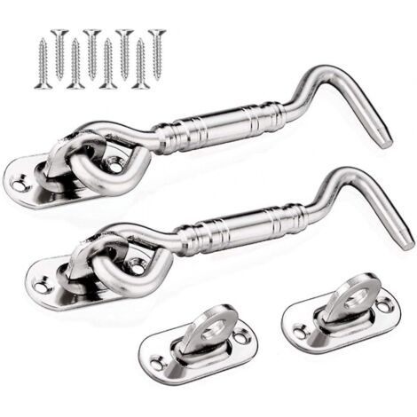 Crochet de cabine en acier inoxydable, loquet de porte robuste, longueur 107 mm, lot de 2