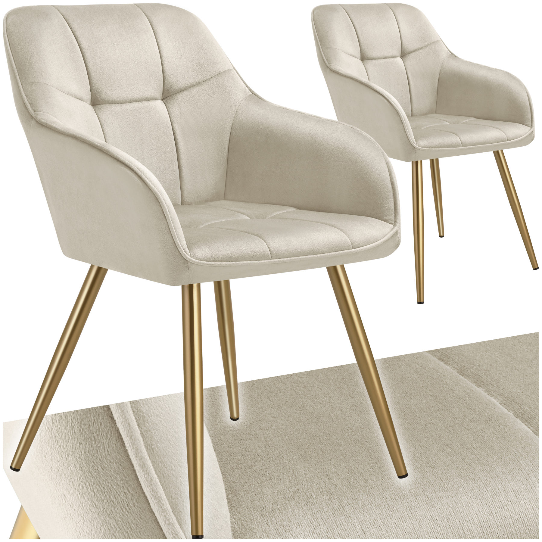 Tectake - Chaise Marilyn Aspect Velours Capitonné Lot 2 Chaises De