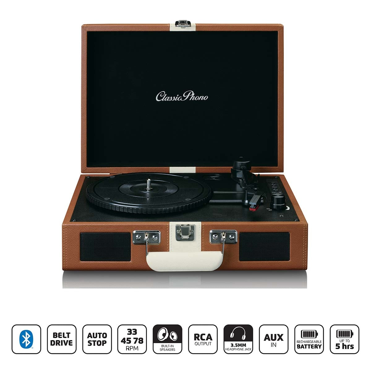 Lenco TT-120BNWH In-Case Record Player with Built-in Rechargeable Battery - Image 4