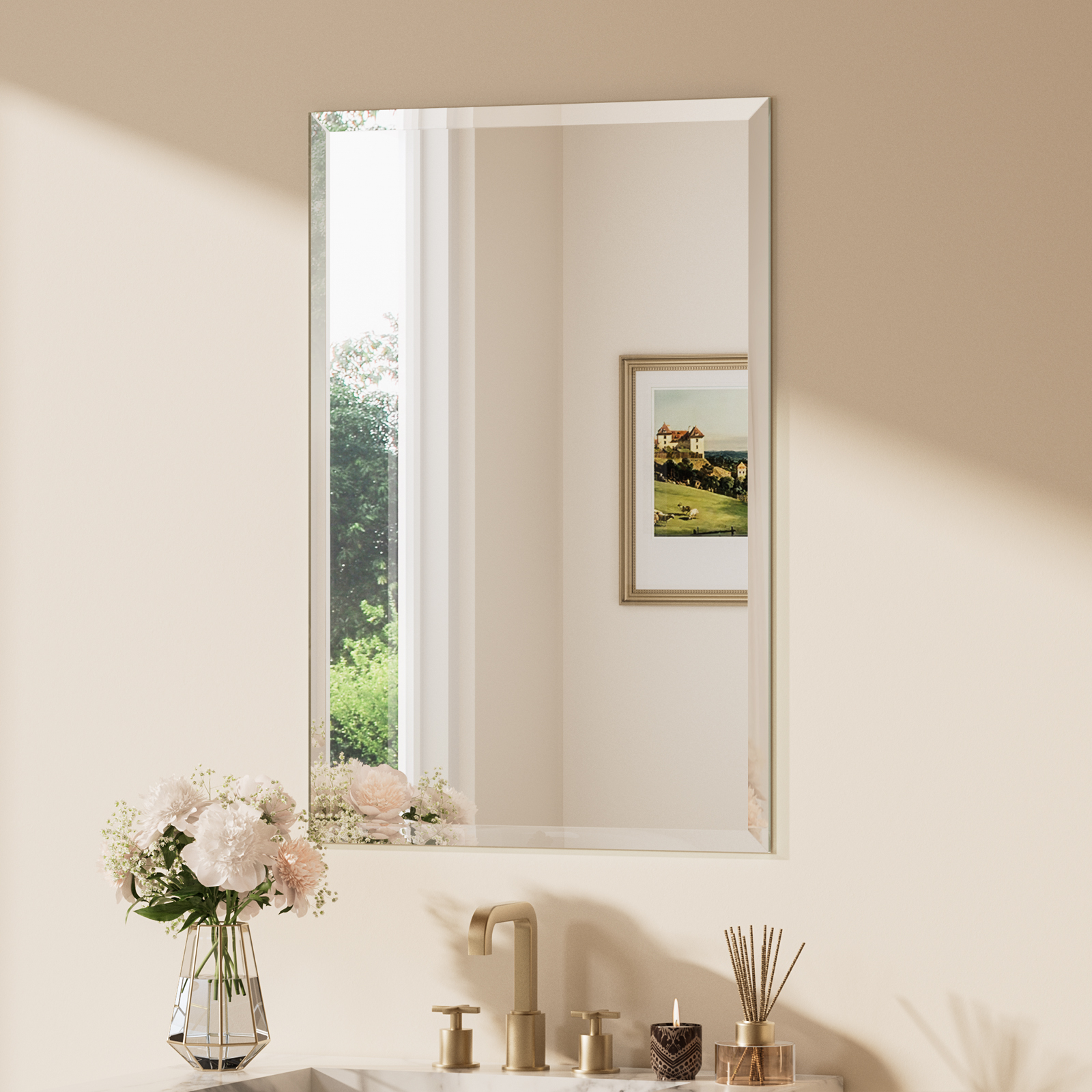 Keonjinn Miroir Salle De Bains À Taillage Facetté 60x90cm