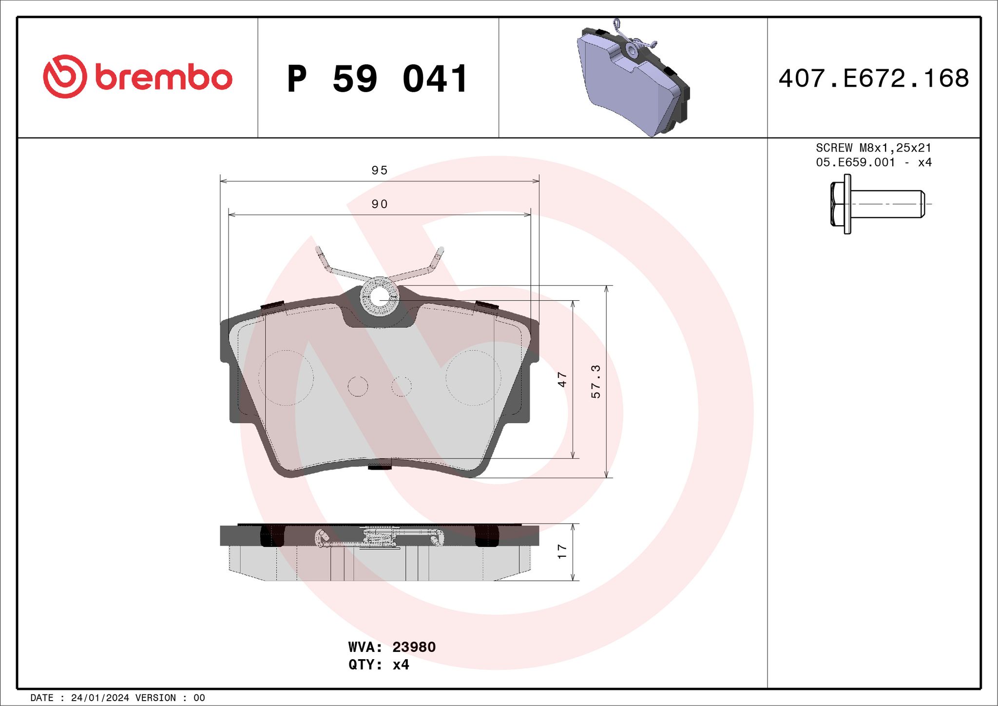 BREMBO P 59 041 Bremsbeläge Hinten für Vivaro Trafic Primastar Talento NV300 - Bild 10