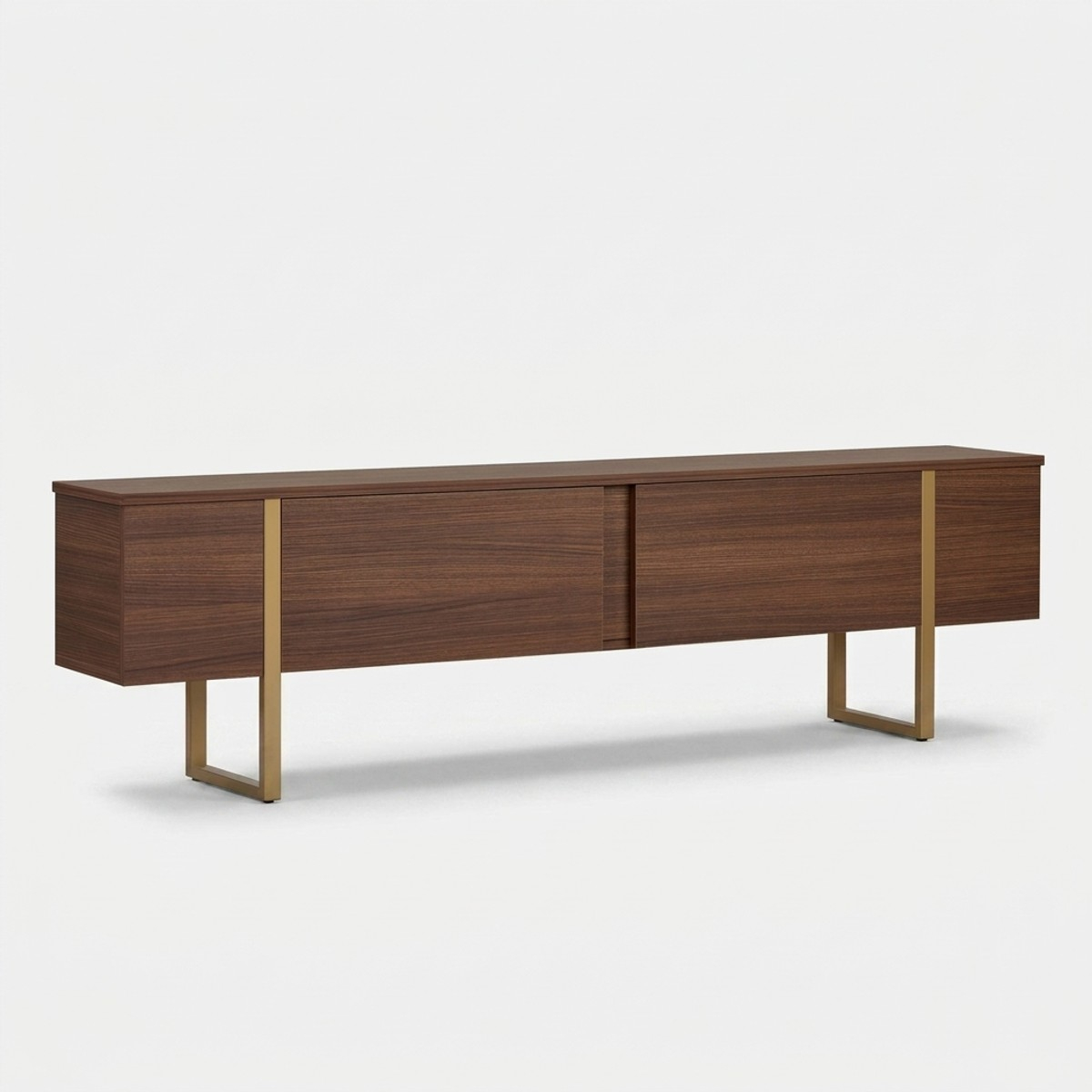 Ahd Amazing Home Design Mobiler Tv-ständer Mit Schranktüren, 180 Cm Onera, Goldene Beine - Walnuss