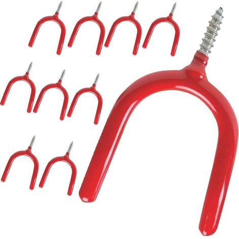Crochet à visser pour outils de jardin, acier allié revêtu de vinyle, charge 7 kg, lot de 10