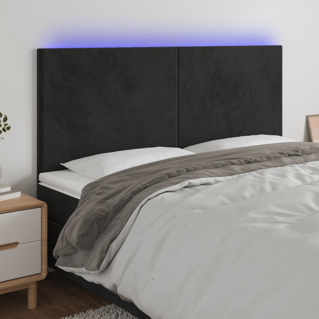 Tête De Lit À Led Noir 160x5x118/128 Cm Velours