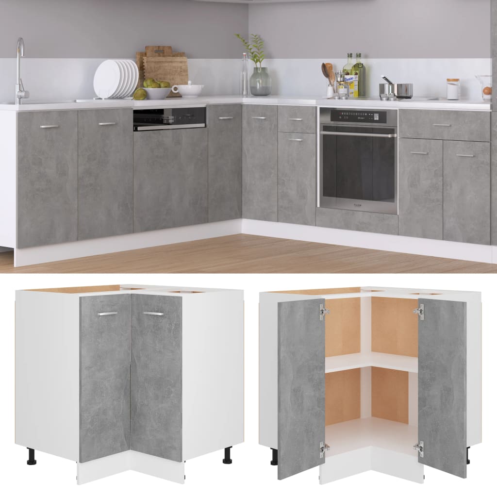 Vidaxl – Armoire D'Angle Basse Lyon Gris Béton 75,5x75,5x81,5 Cm – Bois