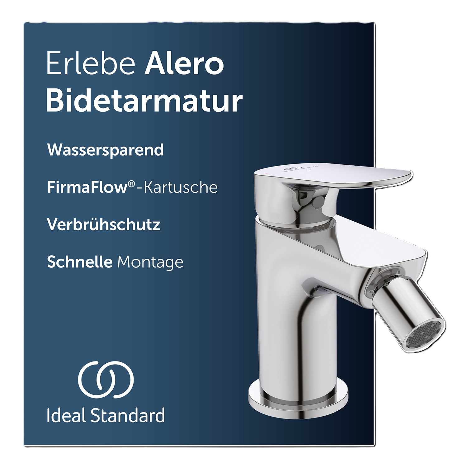 Ideal Standard Bidetarmatur Alero, Firmaflow® Kartusche, Wassersparend, Easyfix® Schnellmontagesystem