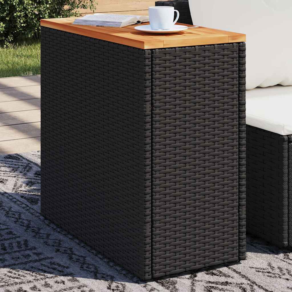 Garten-beistelltisch Mit Holzplatte Schwarz 58x27,5x55cm Rattan Vidaxl