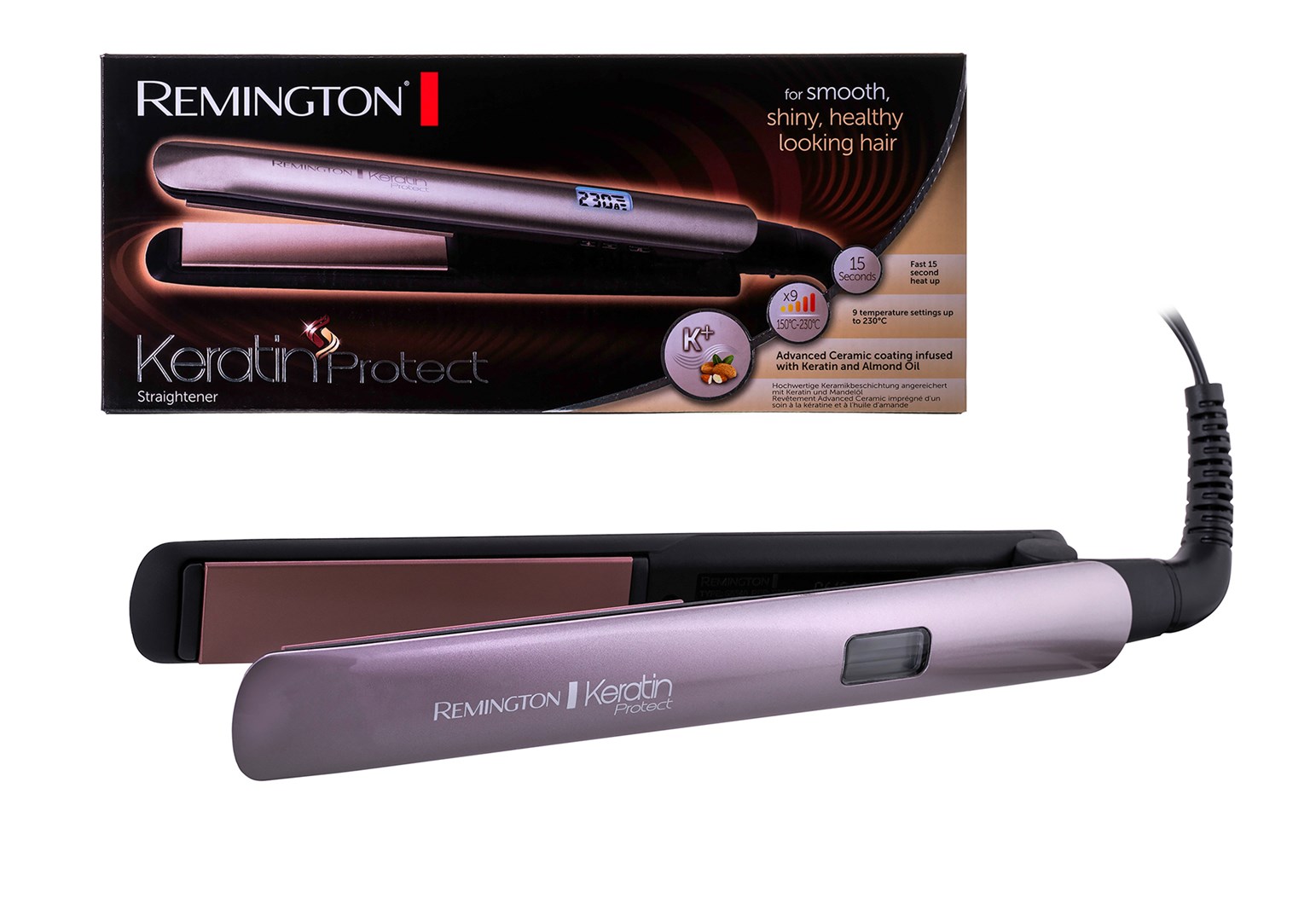 Remington Beige S8540 Keratin Protect Haargltter, Keramik, 9 Temperaturstufen - Image 2