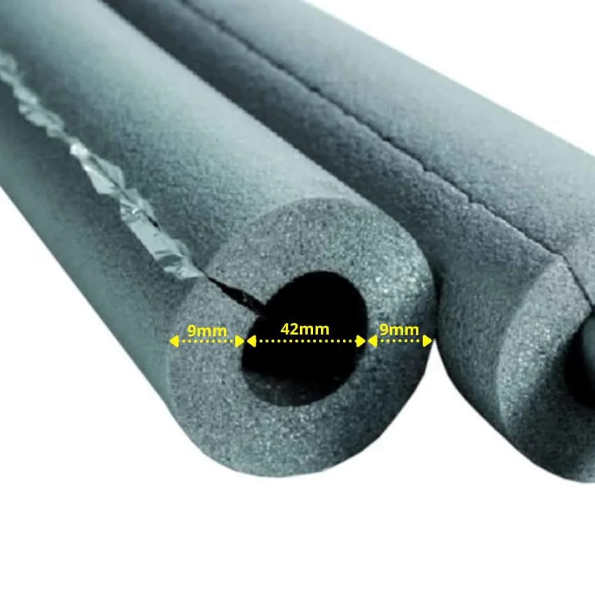 Boni-Shop® Isolierschlauch, Rohrisolierung 42mm, 2x1m, Selbstklebend, 9mm Dämmung