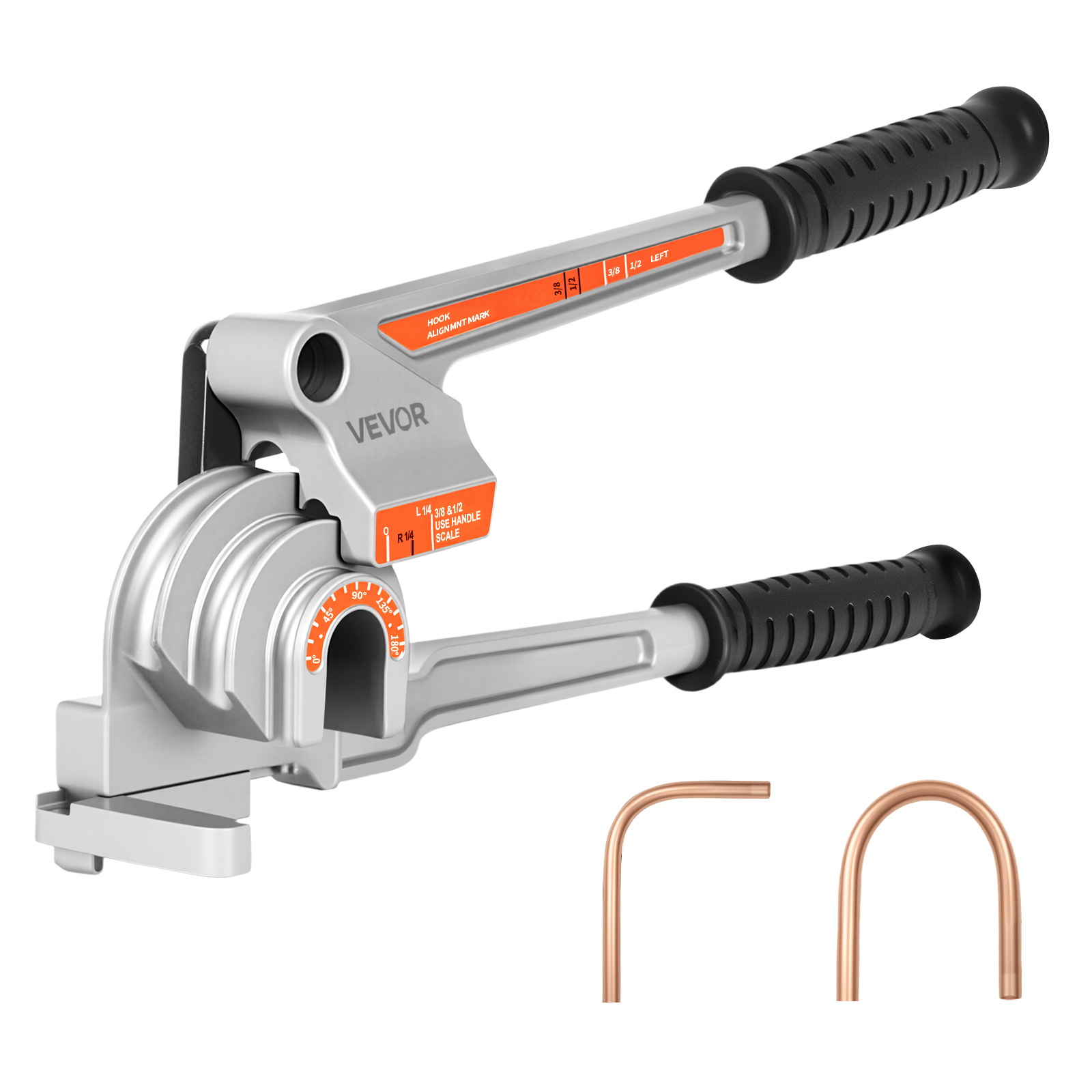 Vevor Pipe Tube Bender, 1/4" (6.35 Mm), 3/8" (9.5 Mm), 1/2" (12.7 Mm) Od, 3 In 1 Manual Lever Tube Bender, 180° Copper Aluminum Pipes Bending Tool
